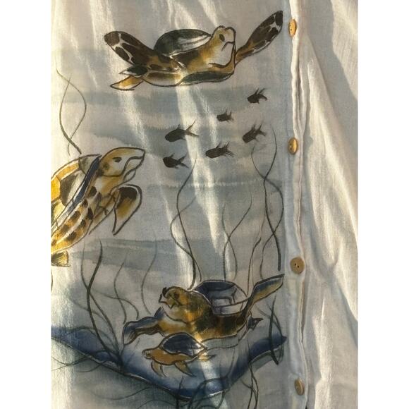 Coconut Reef L Painted Sea Turtles Coastal Grandma Nautical Beachy Cover Up - Picture 4 of 12